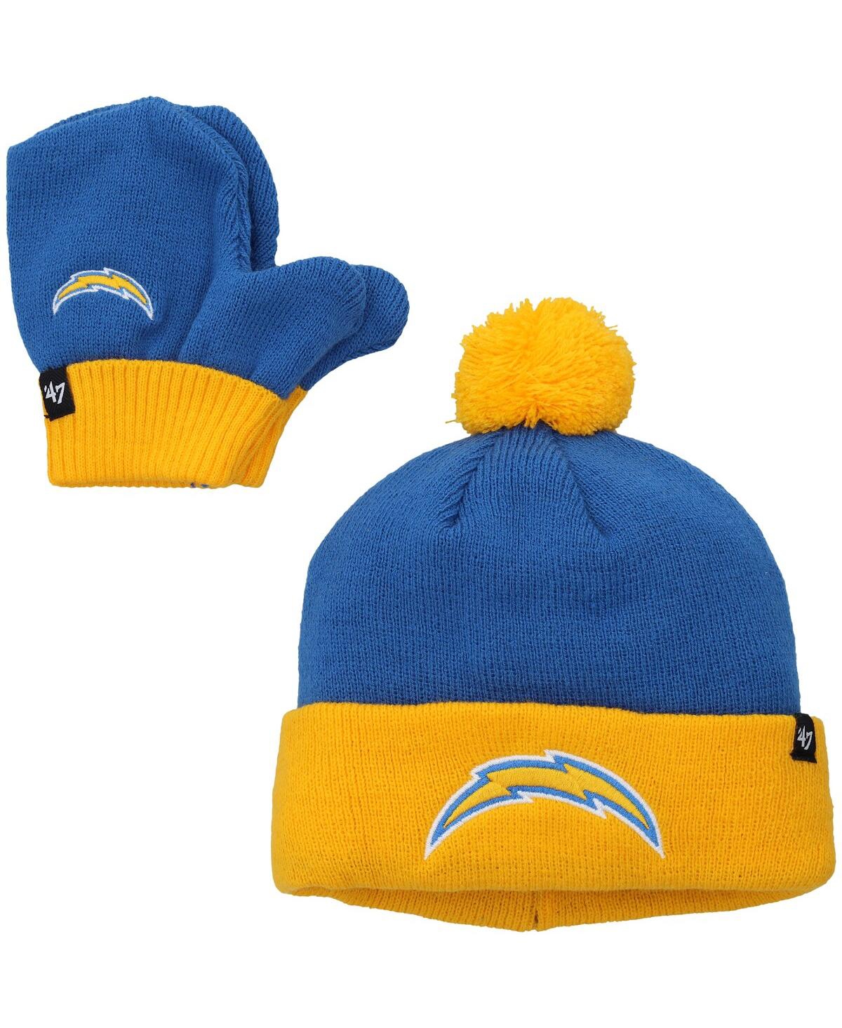 47 Brand Babies' Little Boys And Girls ' Powder Blue, Gold Los Angeles Chargers Bam Bam Cuffed Knit Hat With In Powder Blue,gold