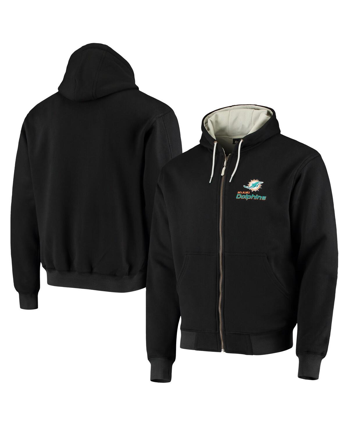 Dunbrooke Men's  Black Miami Dolphins Craftsman Thermal-lined Full-zip Hoodie