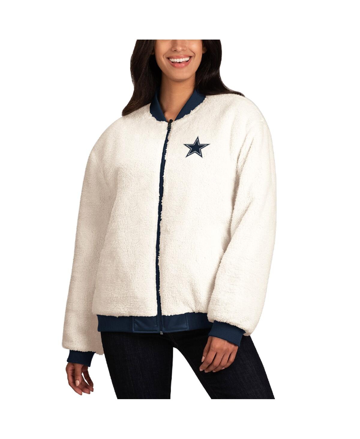 Shop G-iii 4her By Carl Banks Women's  Oatmeal, Navy Dallas Cowboys Switchback Reversible Full-zip Jacket In Oatmeal,navy