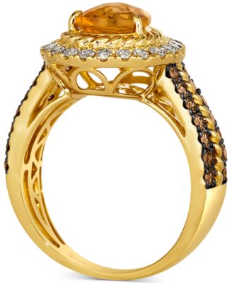 Cinnamon Citrine (1-5/8 ct. t.w.) & Diamond (1 ct. t.w.) Halo Ring in 14k Gold