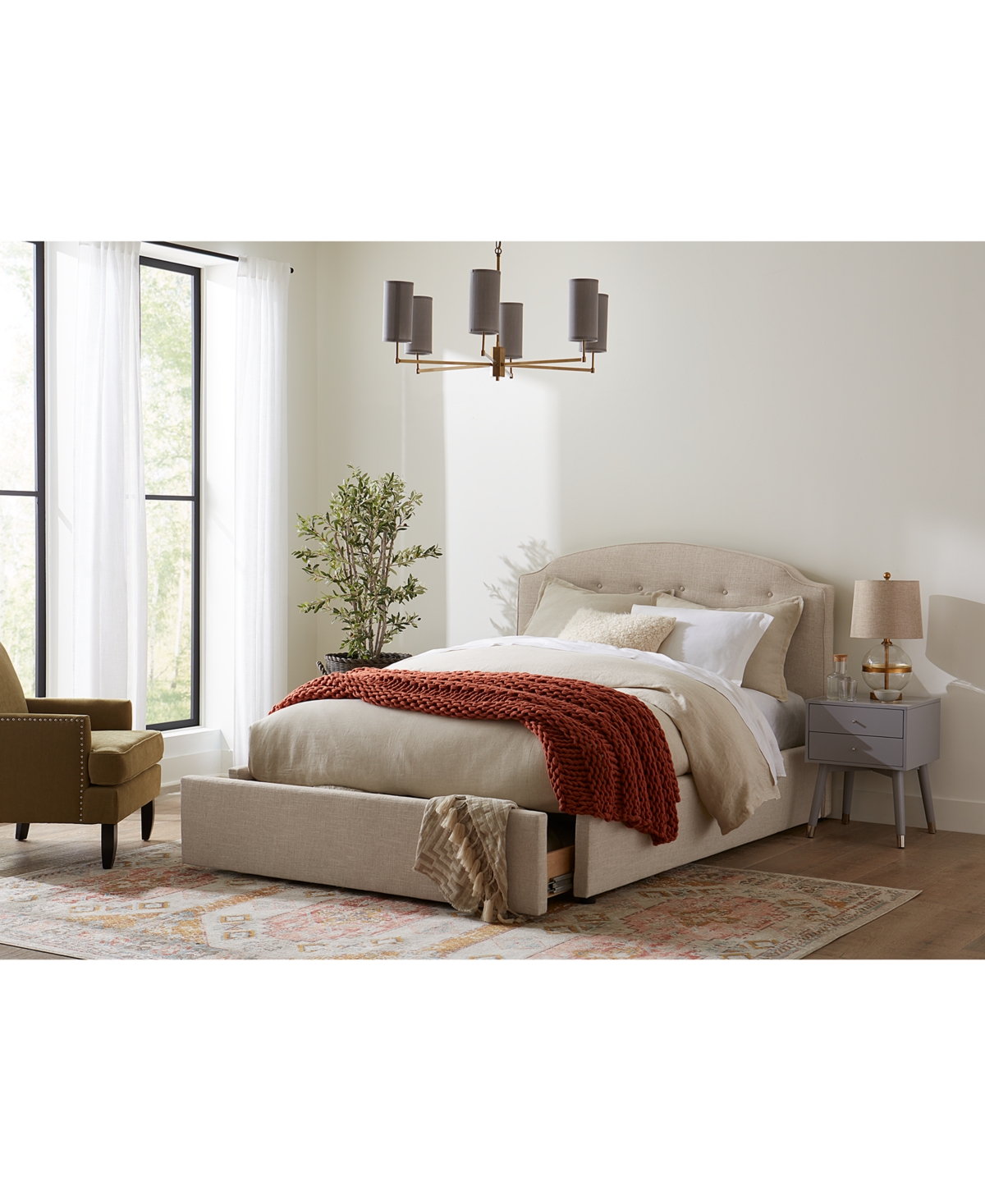 Macy's Aminah California King Upholstered Storage Bed In Barley