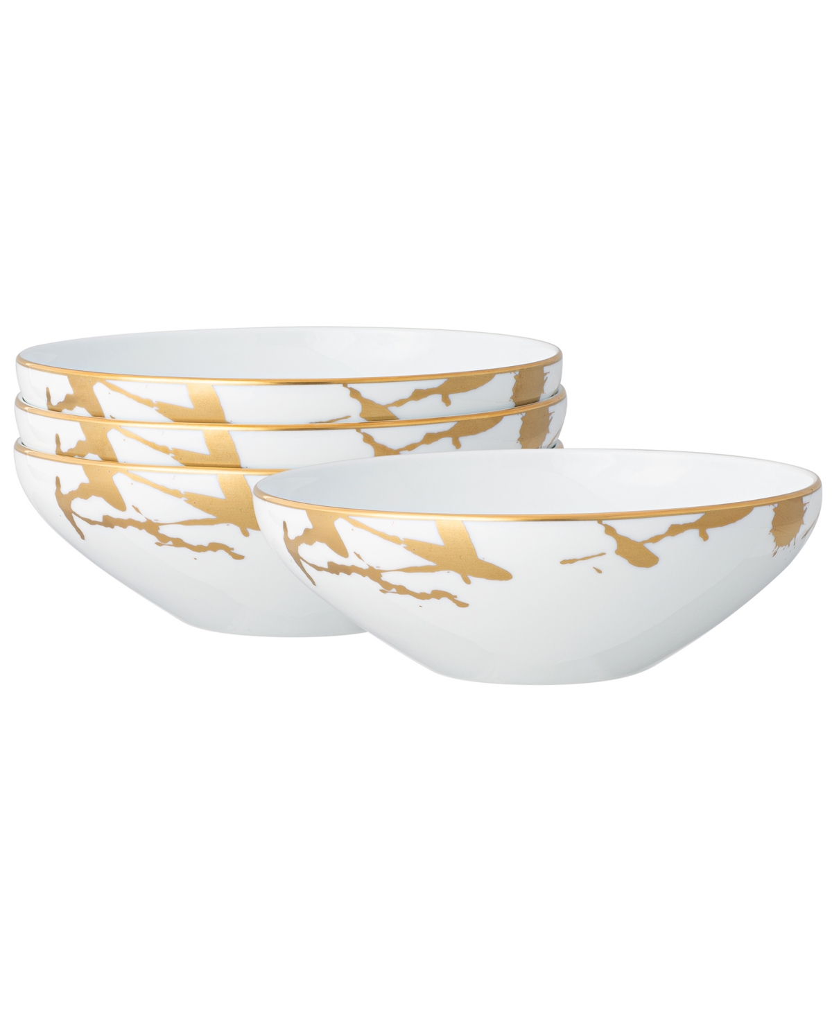 Noritake Raptures Gold Set Of 4 Cereal Bowls, Service For 4 In White Gold-tone