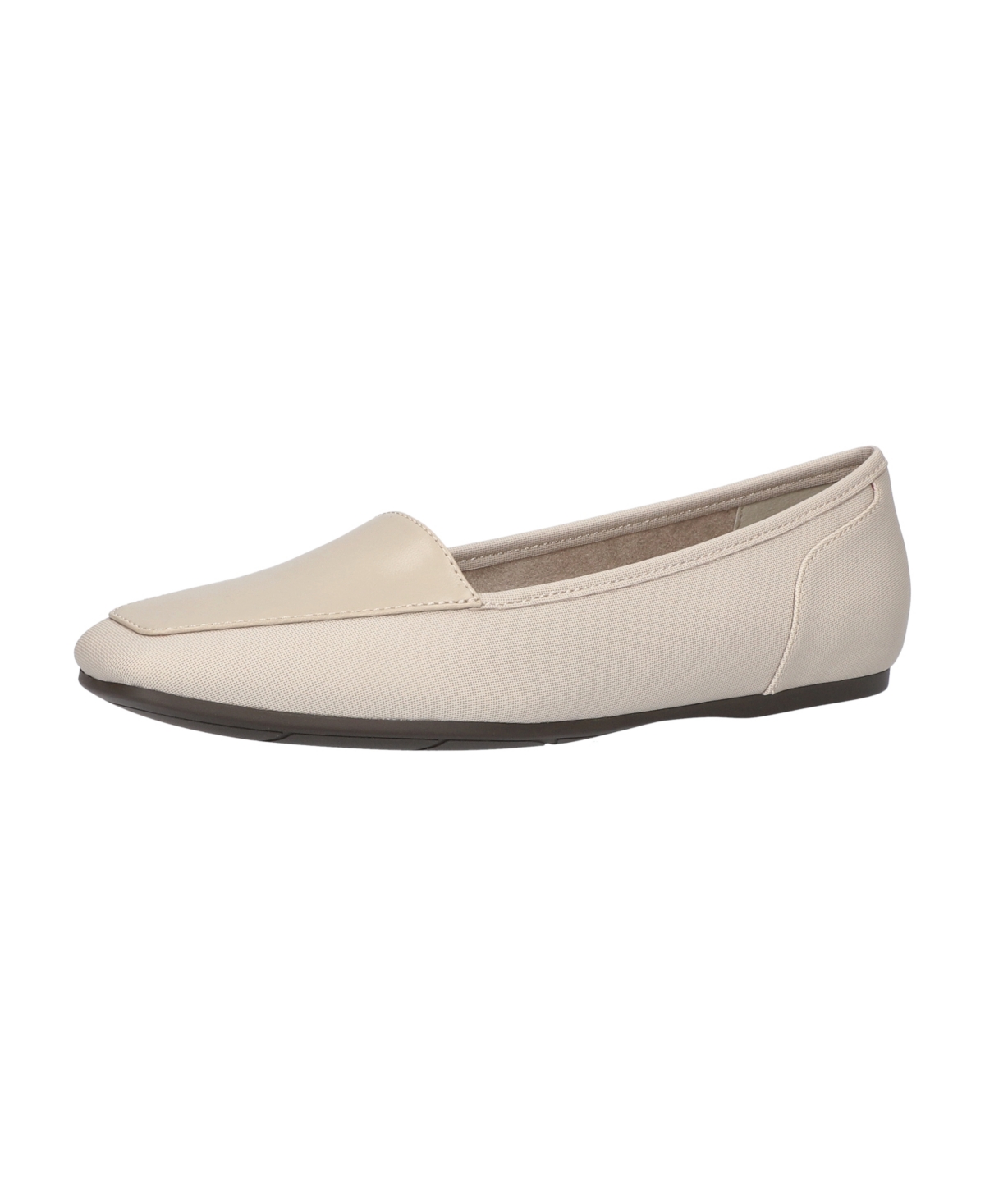Shop Easy Street Women's Thrill Square Toe Comfort Flats In Oatmeal Linen Print