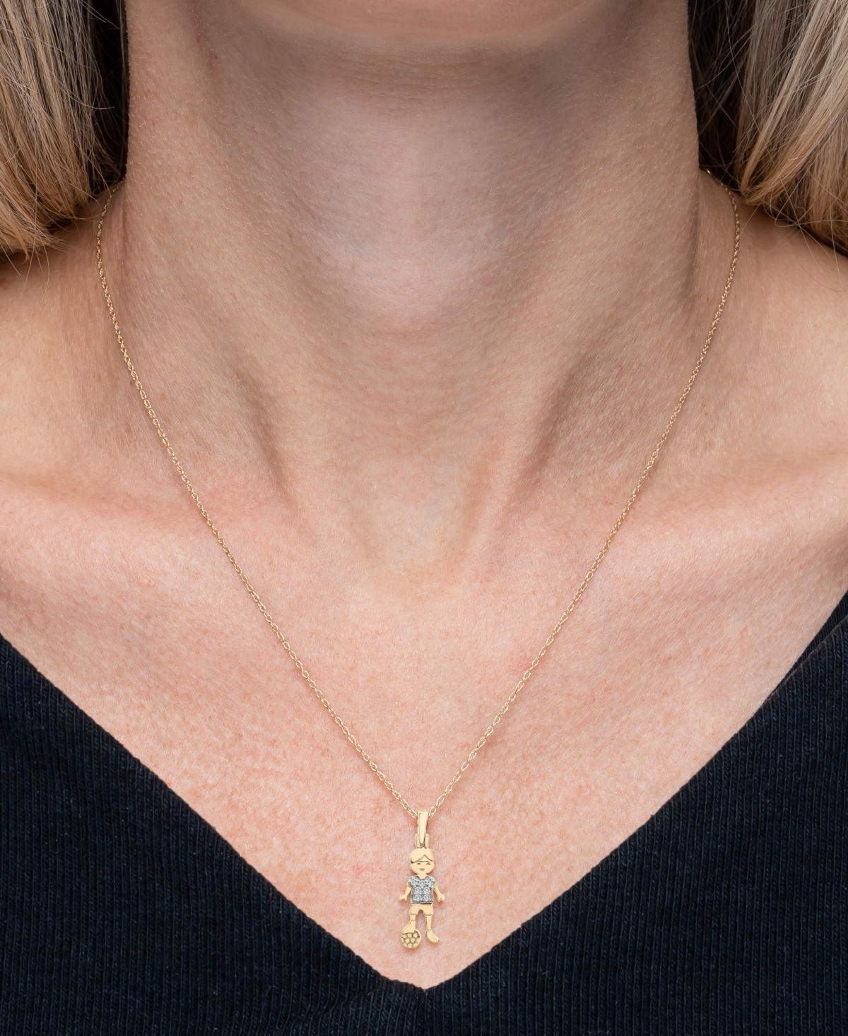 Wrapped Diamond Soccer Boy Pendant Necklace (1/20 ct. t.w.) in 10k Gold, 18