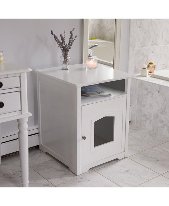 Arf Pets Cat Litter Box Enclosure, Cat Furniture Box House with Table