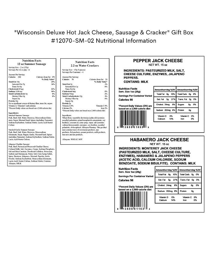 Wisconsin Cheese Company "Wisconsin Deluxe Hot Jack Cheese, Sausage