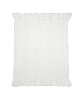 Baby Signature White Ruffled Lux Minky/Jersey Chevron Blanket