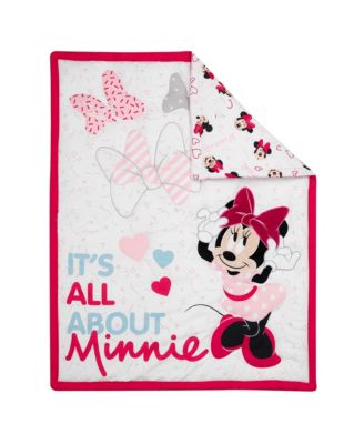 Disney Baby Minnie Mouse Love 3-Piece Pink Nursery Crib Bedding Set