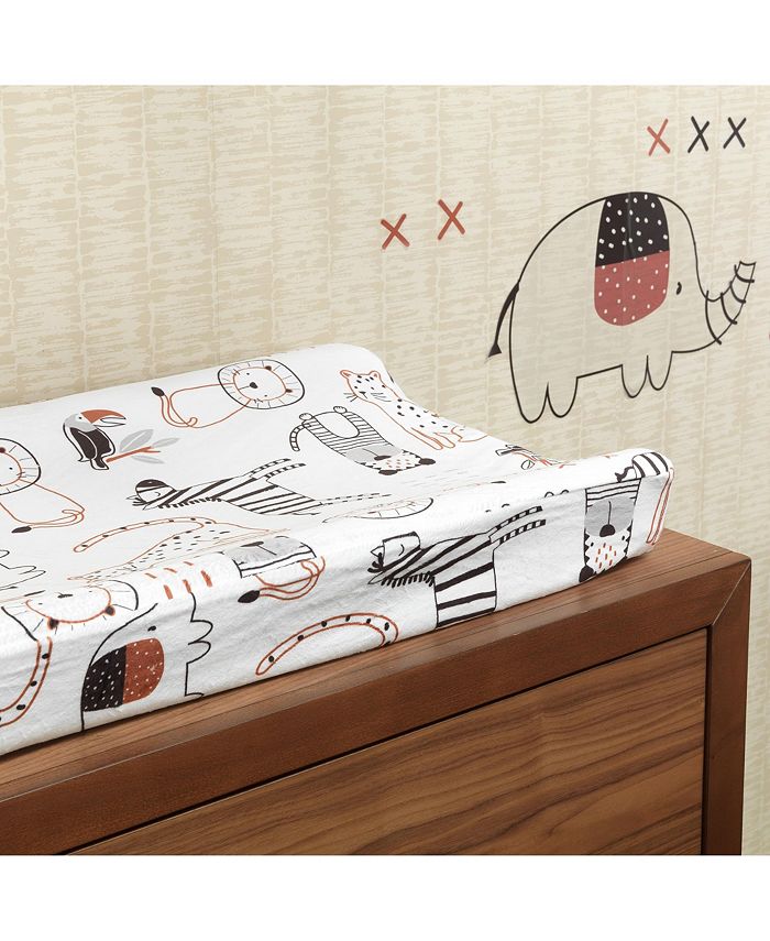 Lambs & Ivy Patchwork Jungle Animals Soft White Baby Changing Pad Cover & Reviews All Baby