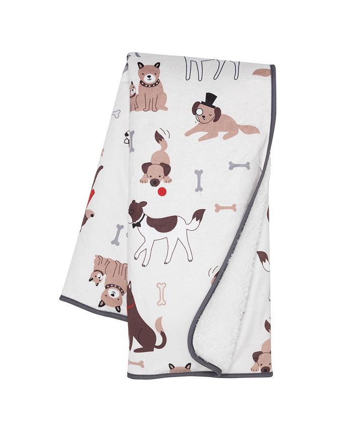 Lambs Ivy Bow Wow Dog Puppy White Minky Sherpa Fleece Soft Baby