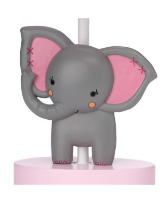 Twinkle Toes Pink/Gray Elephant with Monkey Nursery Lamp with Shade & Bulb