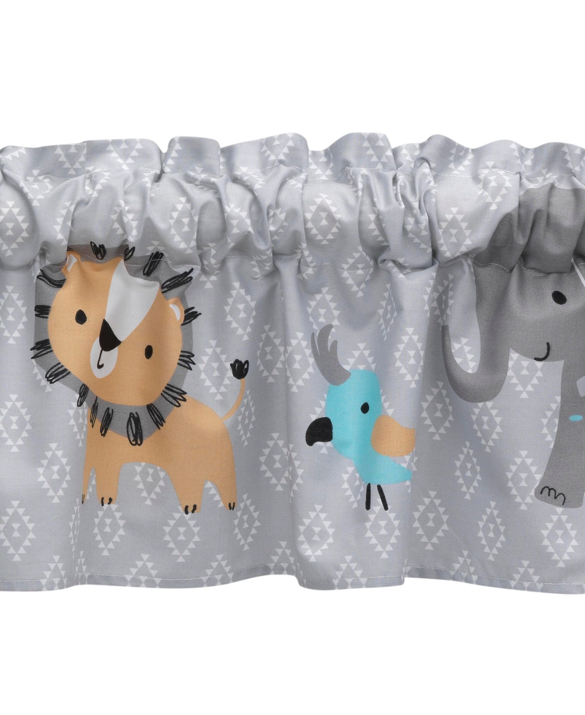 Bedtime Originals Jungle Fun Gray Safari Elephant and Lion Window Valance