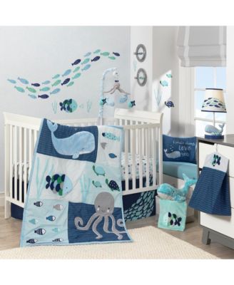 Blue and white crib bedding deals