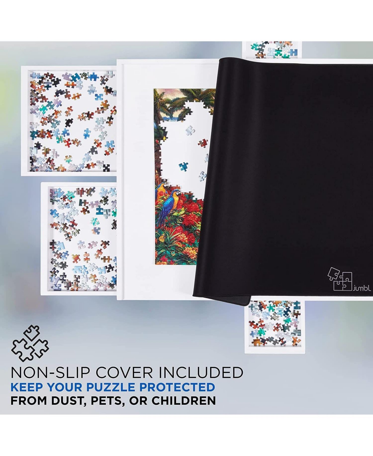 Jumbl 1500pc Puzzle Board 23”x31” Wooden Puzzle Table w/Legs & Mat