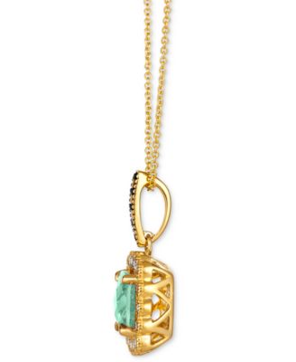 Mint Julep Quartz (2-1/6 ct. t.w.) & Diamond (3/8 ct. t.w.) Halo Pendant Necklace in 14k Gold, 18" + 2" extender
