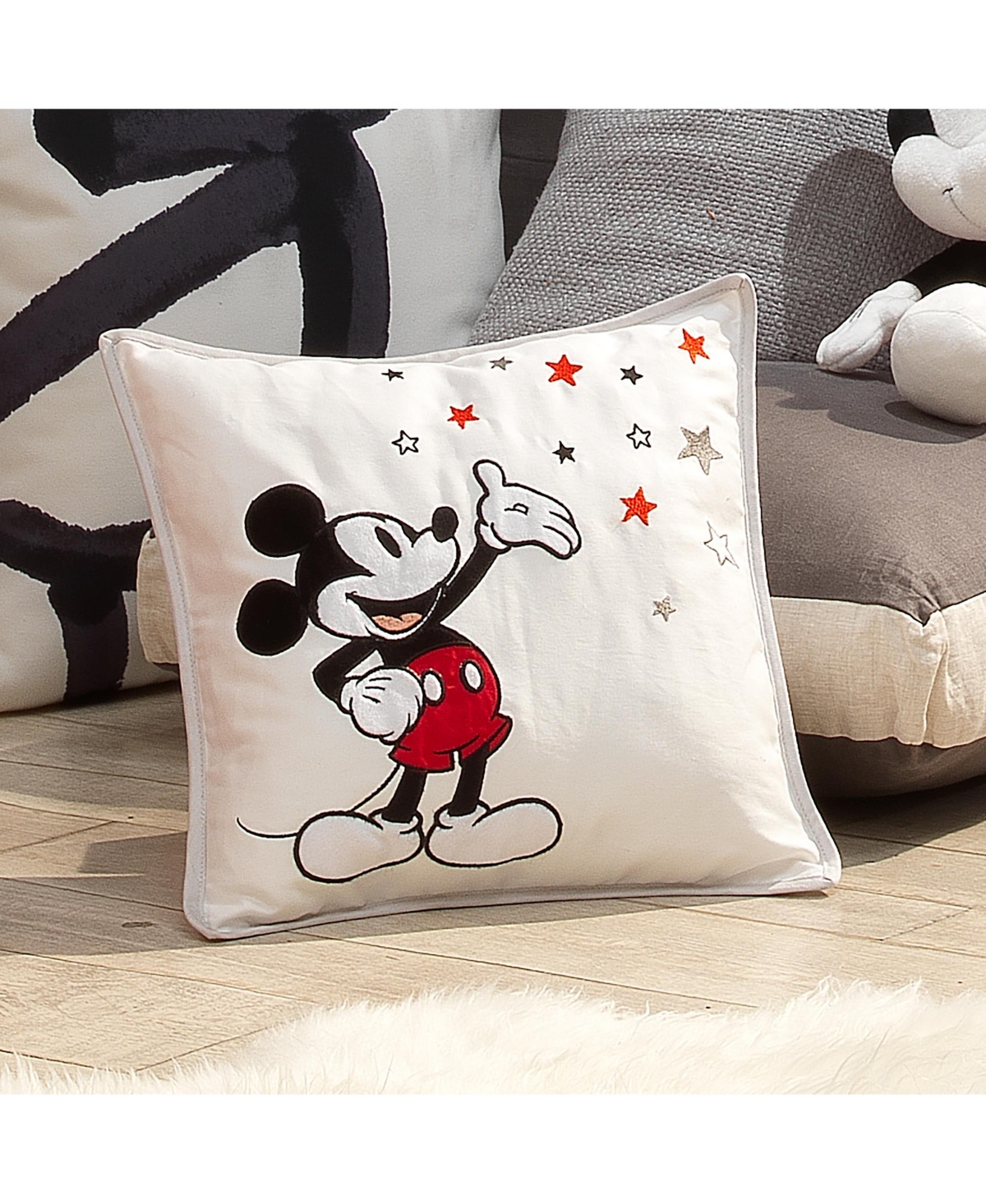 Lambs & Ivy Disney Baby Magical Mickey Mouse Decorative Throw Pillow -- White
