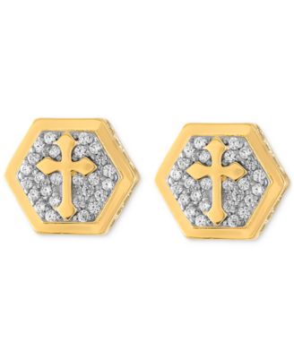Cubic Zirconia Cross Hexagon Cluster Stud Earrings, Created for Macy's