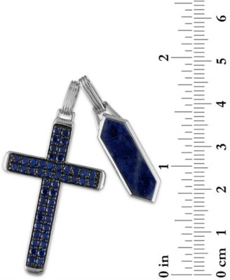 2-Pc. Set Lapis Lazuli & Cubic Zirconia Dog Tag & Cross Pendants in Sterling Silver, Created for Macy's