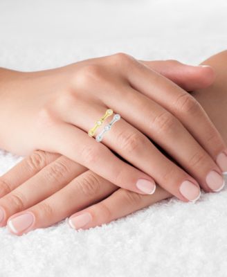 2-Pc. Set Cubic Zirconia Bezel Stack Rings in Sterling Silver & 14k Gold-Plate