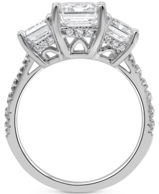Certified Lab Grown Diamond Emerald-Cut Three Stone Engagement Ring (5-3/8 ct. t.w.) in 14k White Gold