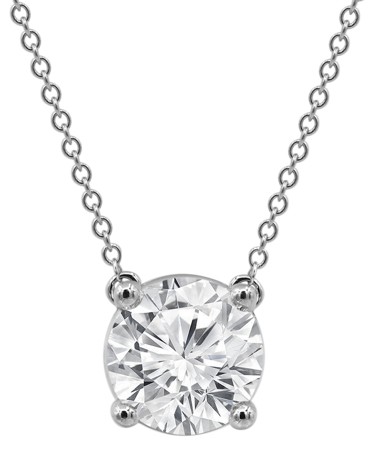 Badgley Mischka Certified Lab Grown Diamond Solitaire 18" Pendant Necklace (3 Ct. T.w.) In 14k Gold In White Gold