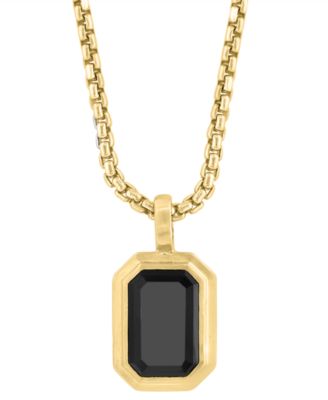 EFFY Collection - Men's Onyx 22" Pendant Necklace (1-1/2 ct. t.w.) in 14k Gold-Plated Sterling Silver
