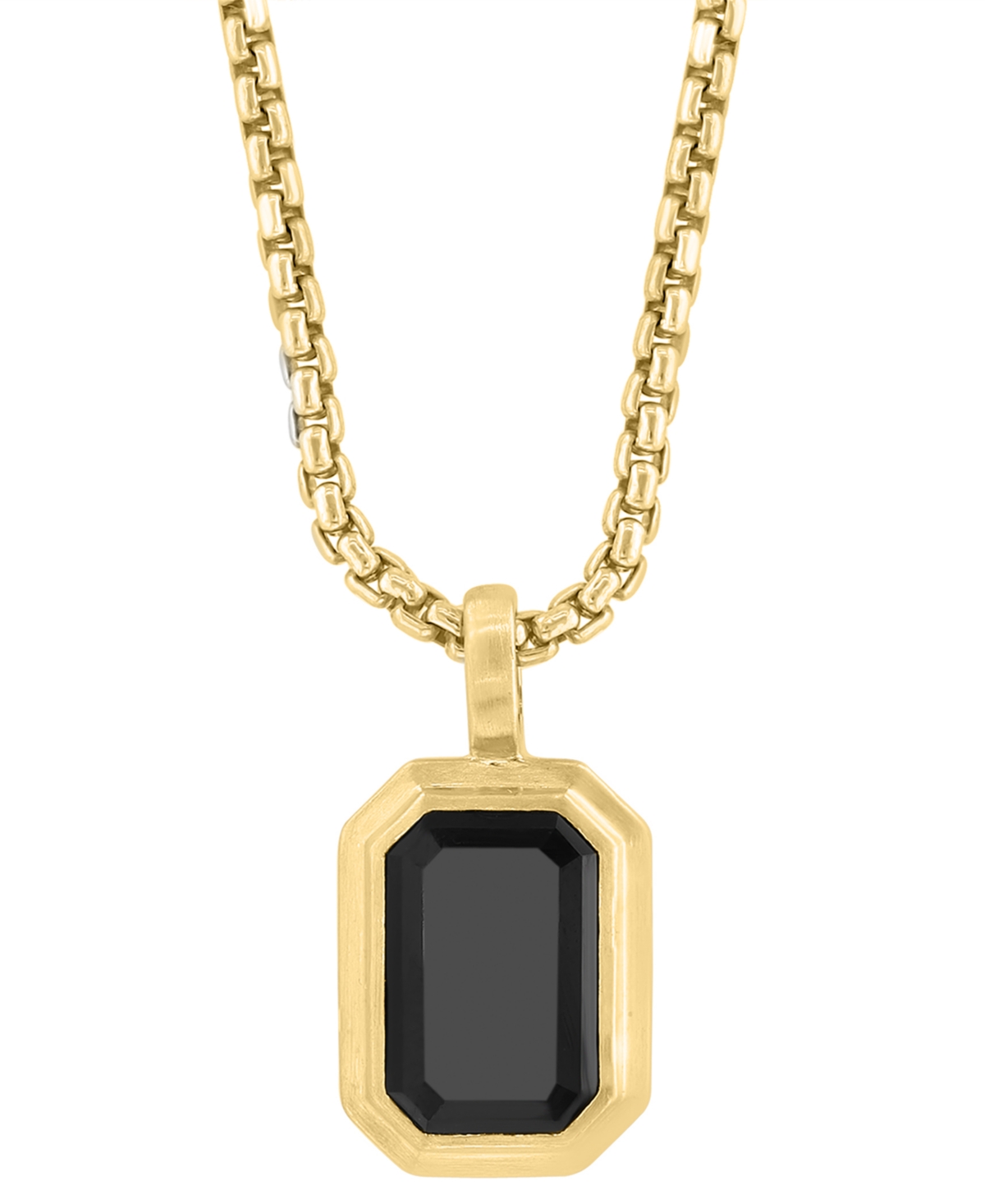 Effy Collection Effy Men's Onyx 22" Pendant Necklace (1-1/2 Ct. T.w.) In 14k Gold-plated Sterling Silver In Gold Over Silver