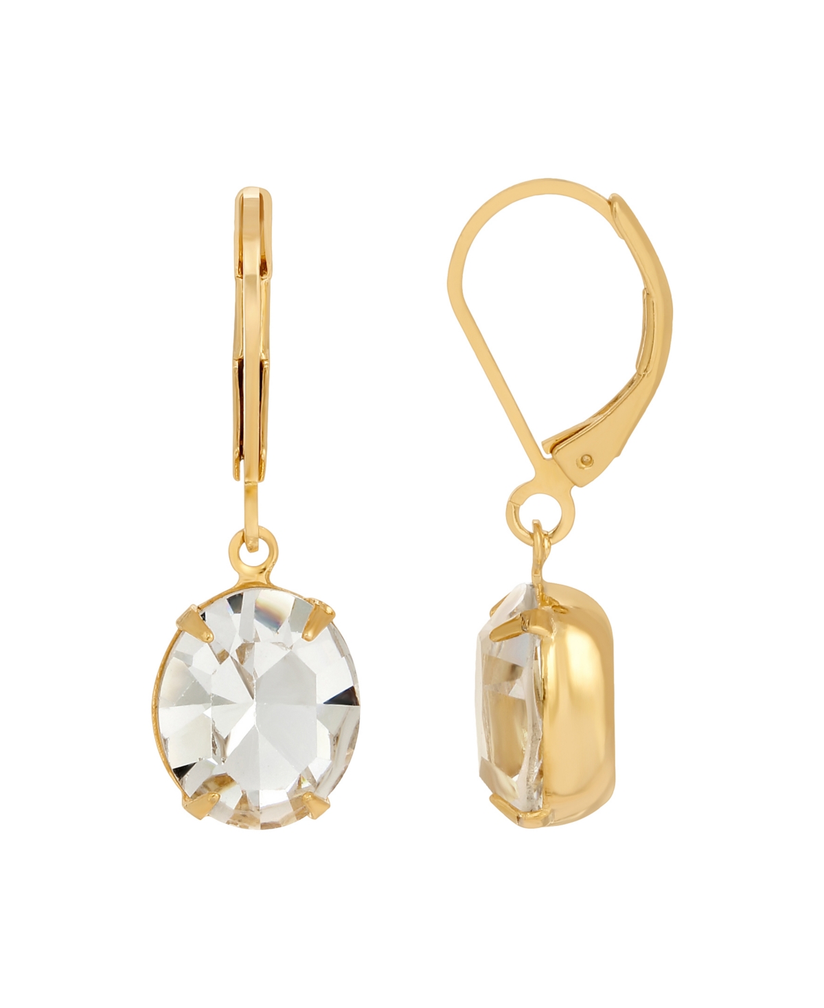 2028 14k Gold Dipped Oval Crystal Earrings