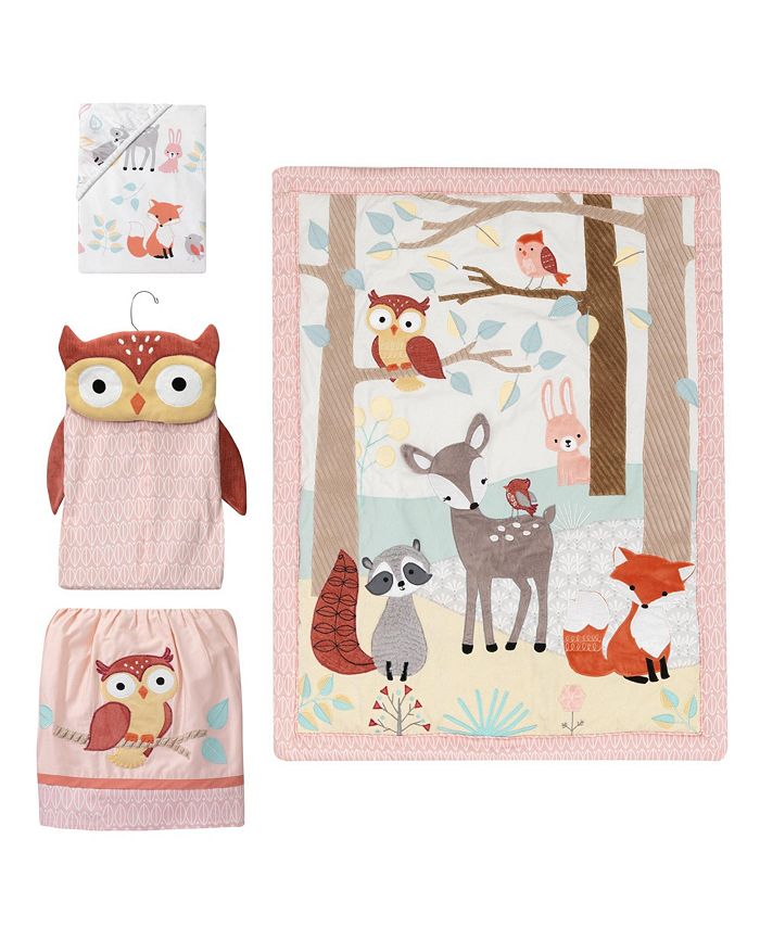 Lambs & Ivy Little Woodland Forest Animals Coral Nursery 4Piece Baby Crib Bedding Set Macy's