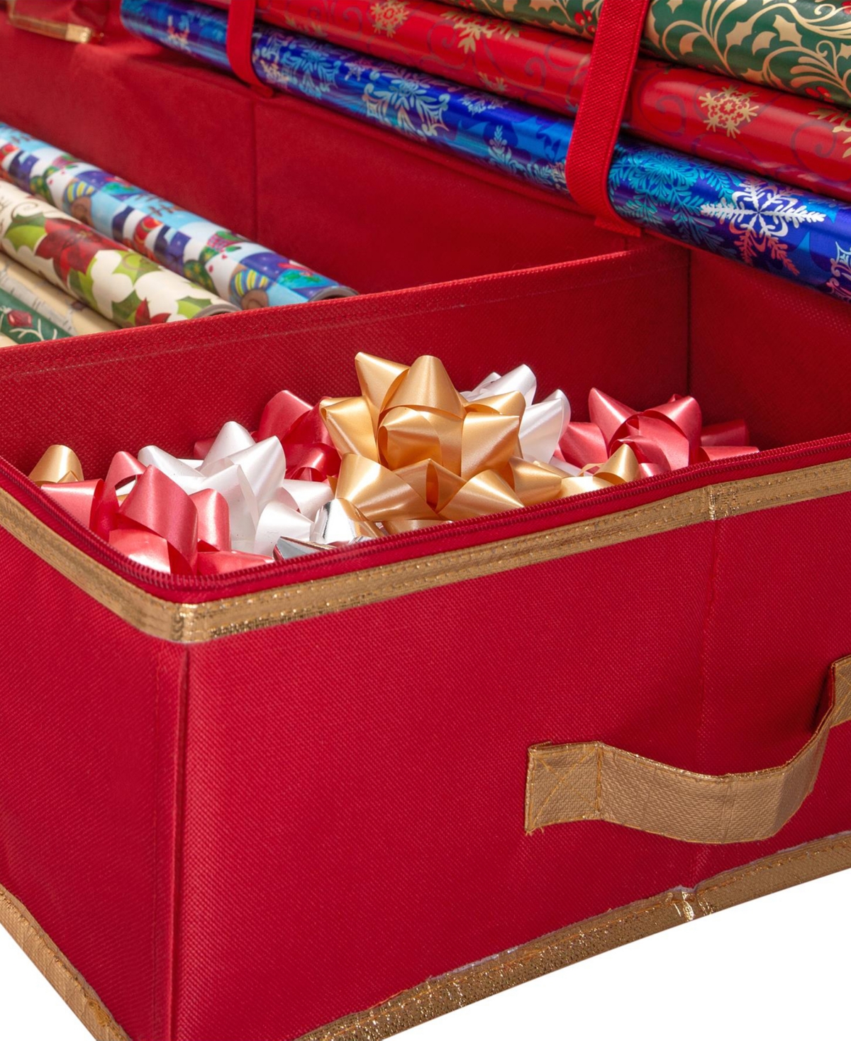 Simplify Holiday Gift Wrap Storage Tote In Red