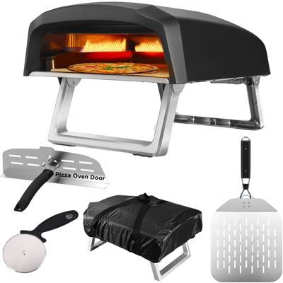 Propane Gas Pizza Oven with Dual Burner System includes Baffle Door, Peel, 12" Stone, Cutter, and Cover