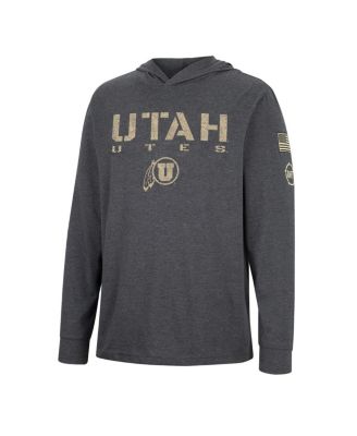 Men's Charcoal Utah Utes Team OHT Military-Inspired Appreciation Hoodie Long Sleeve T-shirt