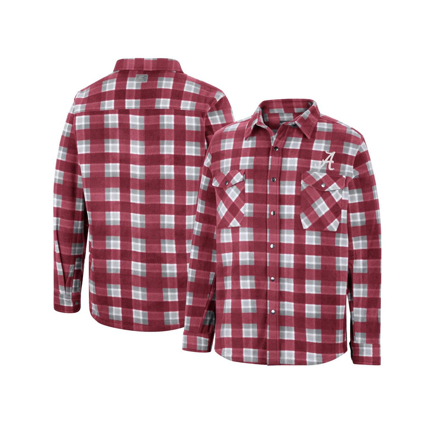 Men's Crimson, White Alabama Crimson Tide Ellis Plaid Full-Snap Shirt Jacket