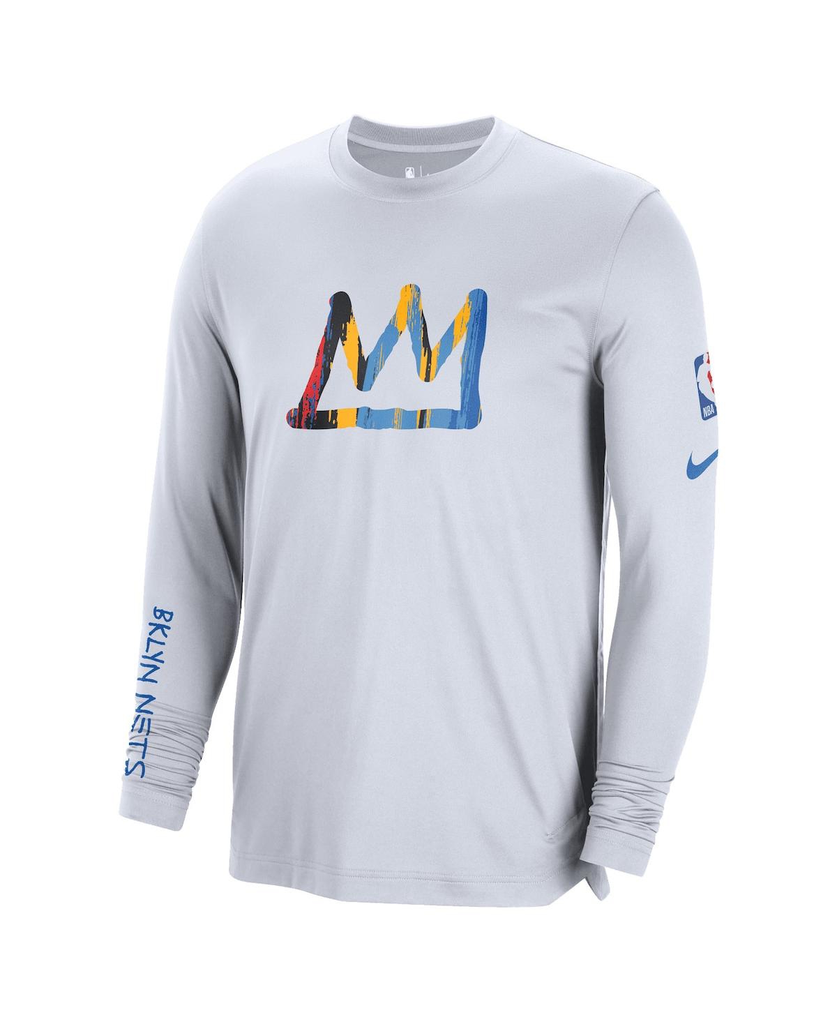 Shop Nike Men's  White Brooklyn Nets 2022/23 City Edition Pregame Warmup Long Sleeve Shooting Shirt