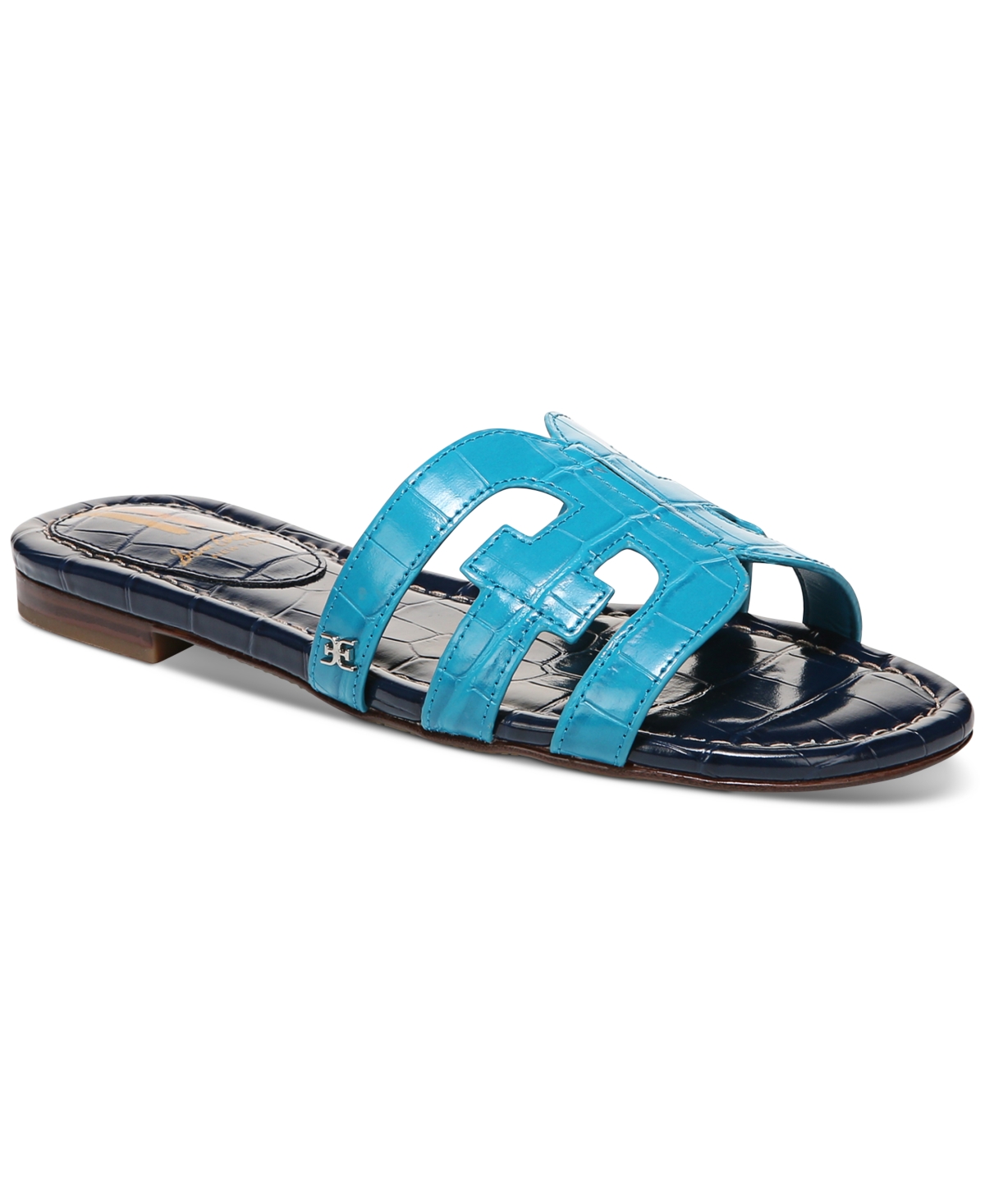 Sam Edelman Women s Bay Slip on Flat Sandals Women s Shoes In Milos Blue hudson Navy Croco ModeSens