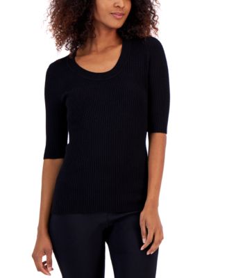 Alfani Women's Ribbed Elbow-Sleeve Sweater, Created for Macy's - Macy's