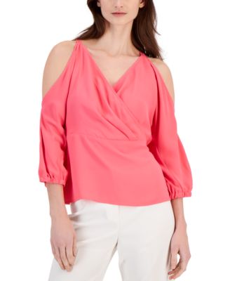Anne Klein - Women's Cold-Shoulder Peplum Top
