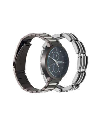 Men's Analog Two Tone Metal Alloy Bracelet Watch, 42mm and Bracelet Set