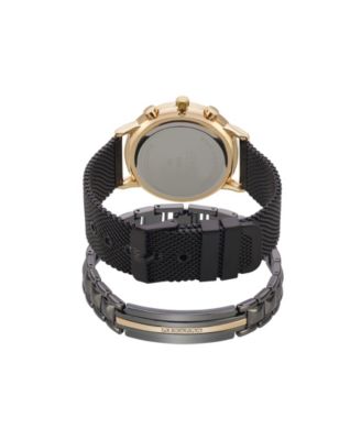Men's Analog Black Metal Alloy Bracelet Watch, 42mm and Bracelet Set