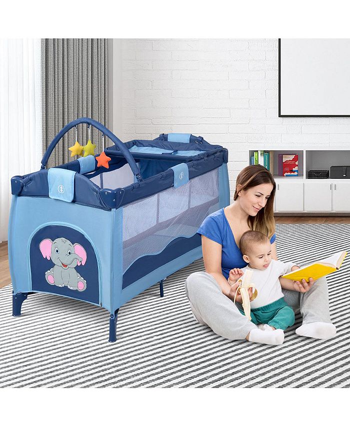 Costway Foldable Baby Crib Playpen Playard Pack Travel Infant