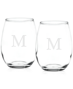 Monogram Stemless Wine Glasses Set of 2