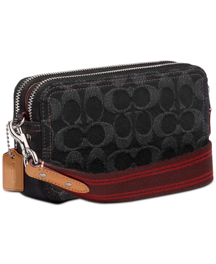 COACH Washed Denim Signature Kira Small Wristlet Crossbody Macy's