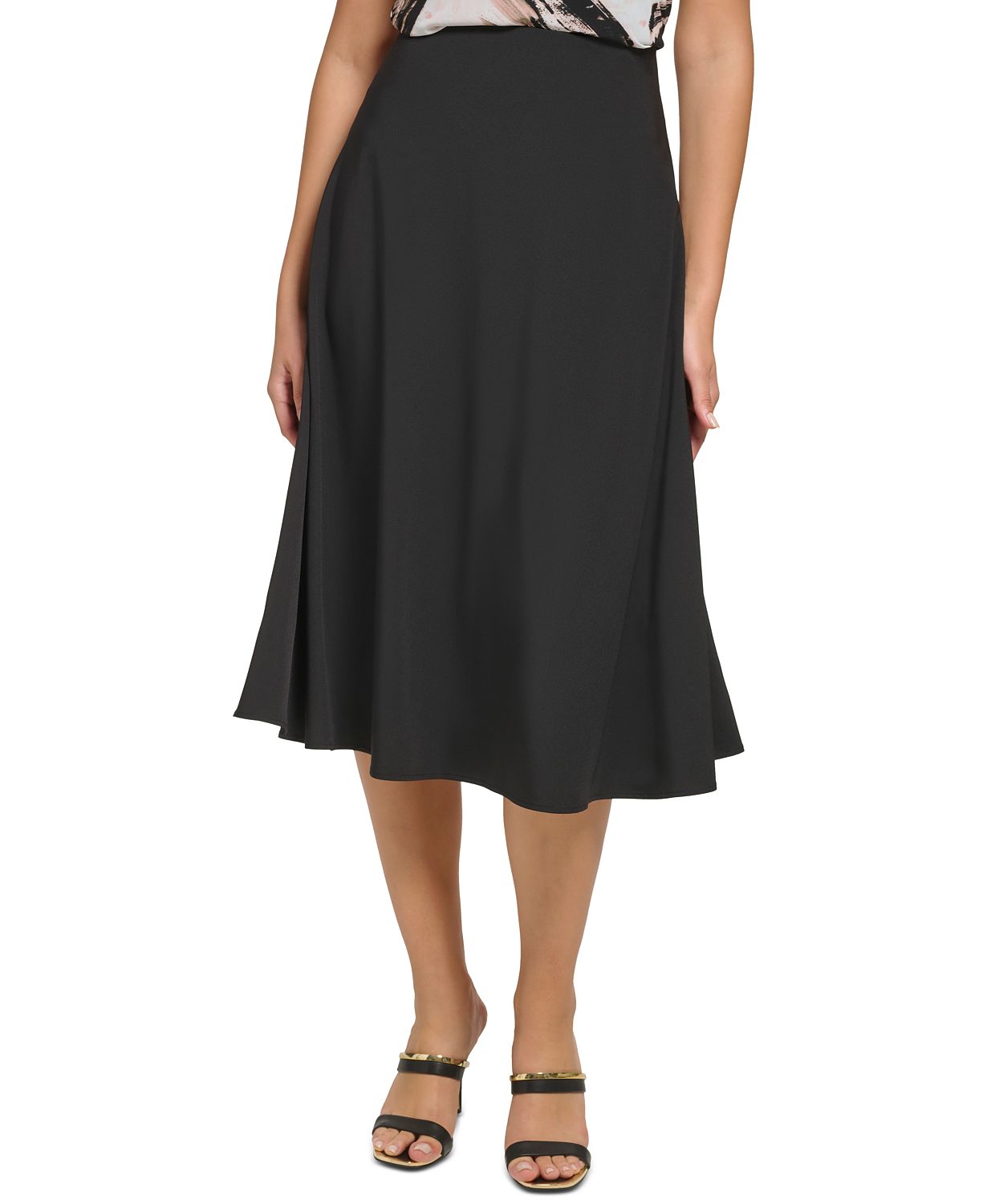 Womens Pleated Midi Circle Skirt