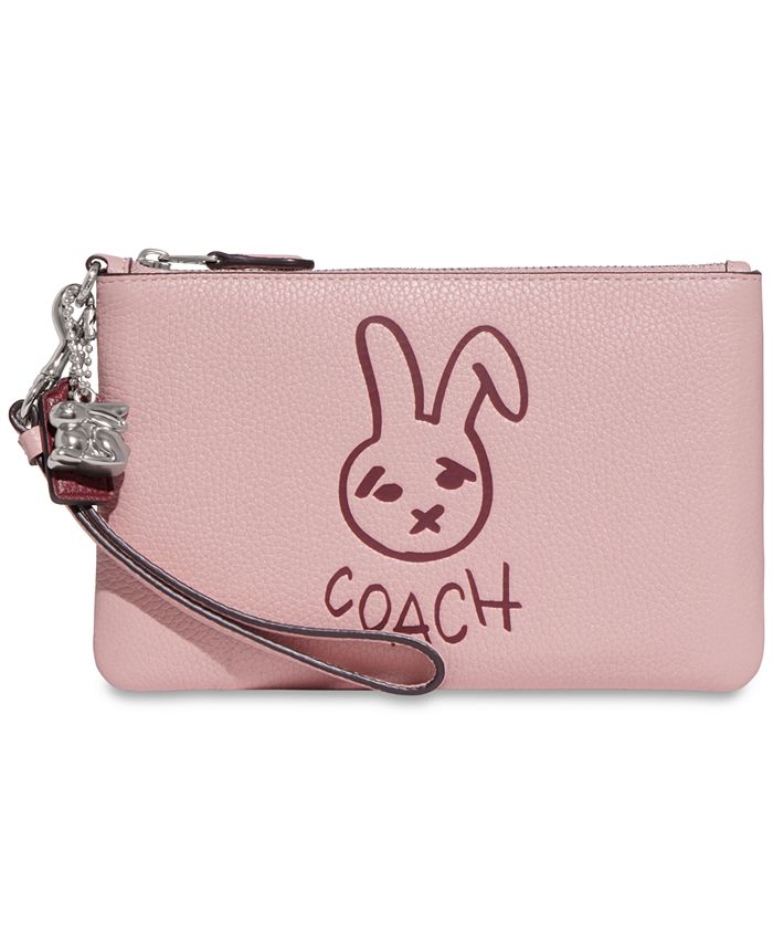 COACH Bunny Graphic Small Polished Pebble Leather Wristlet & Reviews -  Handbags & Accessories - Macy's