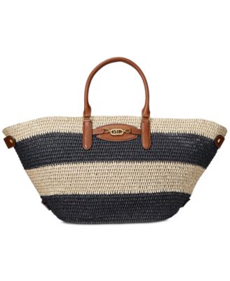Lauren Ralph Lauren - Striped Straw Large Daphney Tote Bag