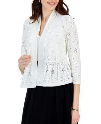 Kasper - Women's Knit Eyelet Open-Front Jacket