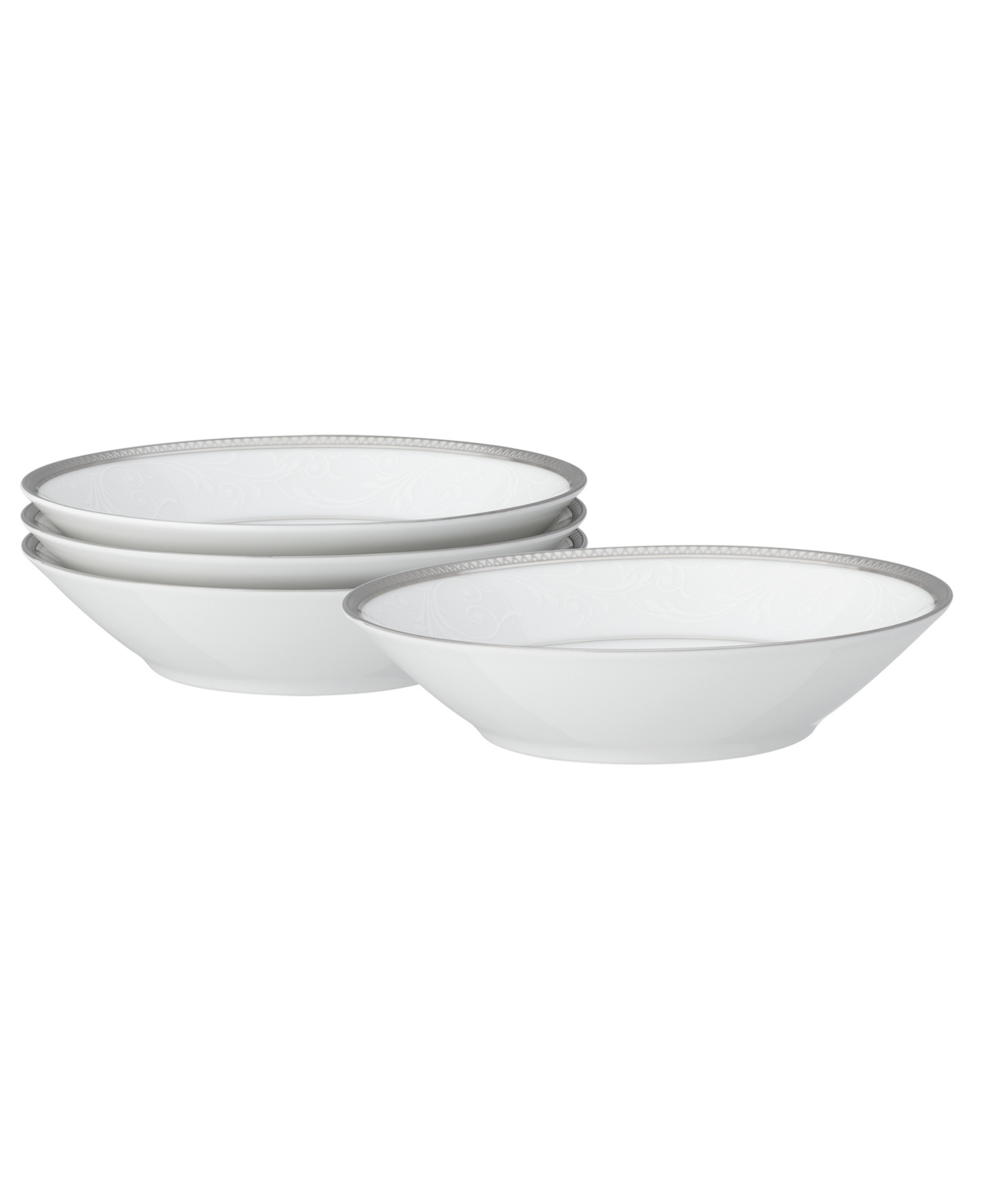 Noritake Regina Platinum Set Of 4 Fruit Bowls, Service For 4 In White