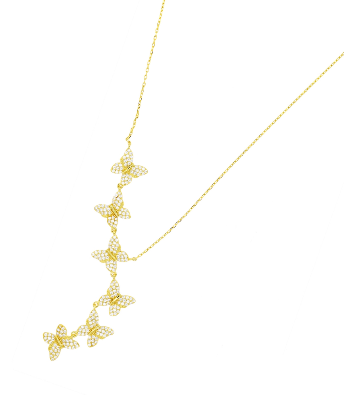 Macy's Cubic Zirconia Butterfly Necklace (2 Ct. T.w.) In 14k Gold Over Sterling Silver In Gold Over Silver