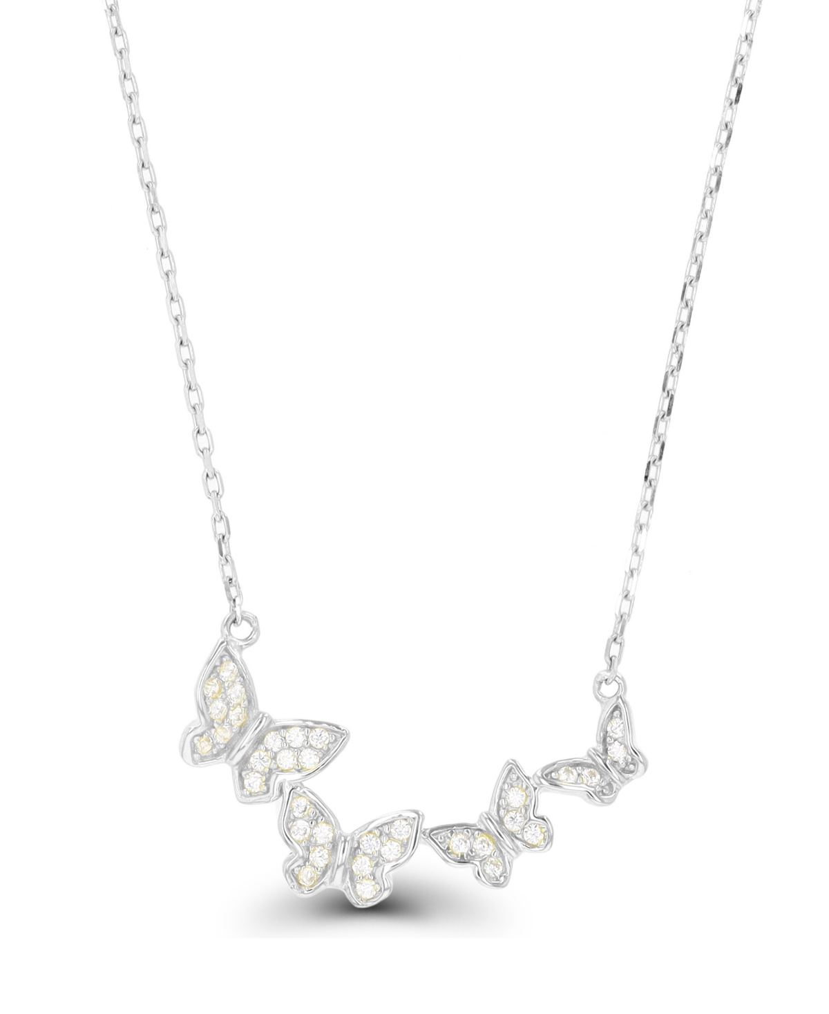 Macy's Cubic Zirconia Butterflies Necklace (1/3 Ct. T.w.) In Sterling Silver In Sterling Silver