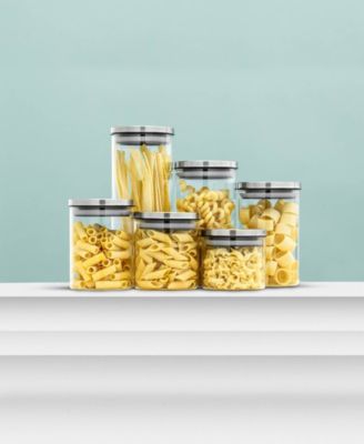 Storage Jars with Airtight Stainless Steel Lids, Set of 6